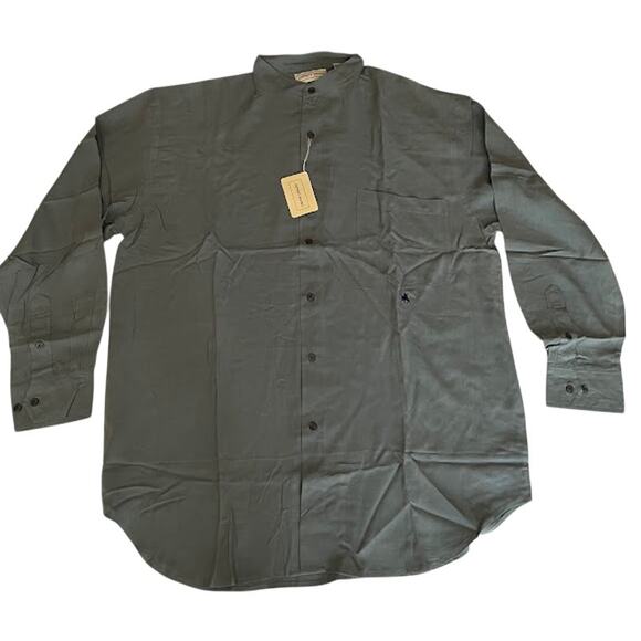 NWT VTG Jeffrey Banks Shirt Blue Silk Long Sleeve Button Down Sz L - Picture 1 of 5